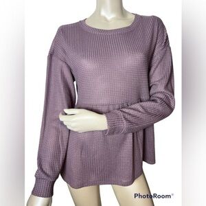 NWOT Kellwood Lavender Baby Doll Long Sleeve Waffle Top Size Large